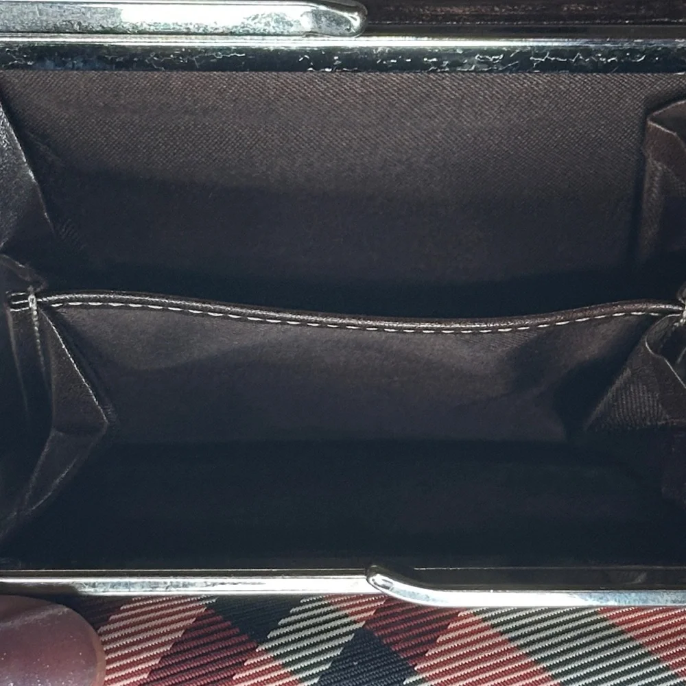 Burberry Blue Label Pink Nova Check Plaid Trifold Wallet with Kisslock Closure